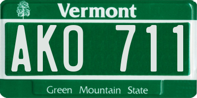 VT license plate AKO711