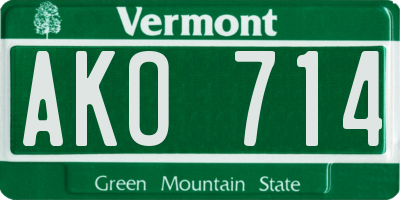 VT license plate AKO714