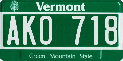 VT license plate AKO718
