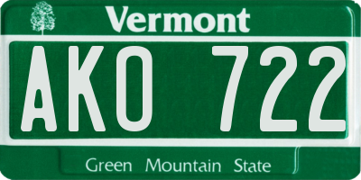VT license plate AKO722