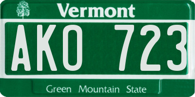 VT license plate AKO723