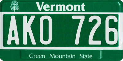 VT license plate AKO726