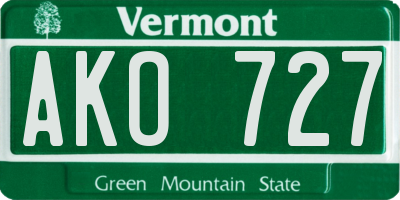 VT license plate AKO727
