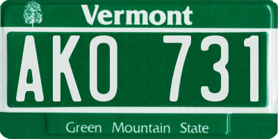 VT license plate AKO731