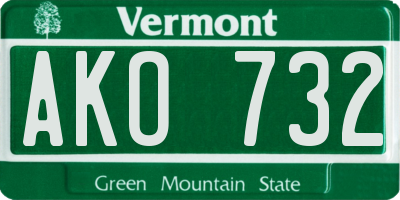 VT license plate AKO732