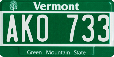VT license plate AKO733