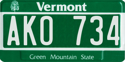 VT license plate AKO734