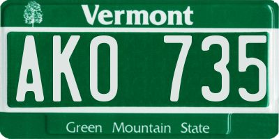 VT license plate AKO735