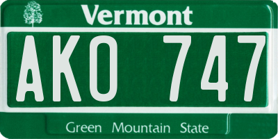 VT license plate AKO747