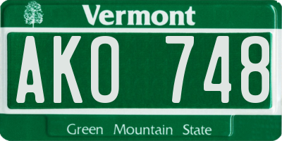 VT license plate AKO748