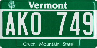 VT license plate AKO749