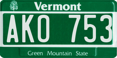 VT license plate AKO753