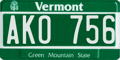 VT license plate AKO756