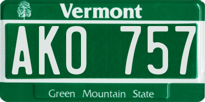 VT license plate AKO757