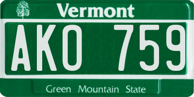 VT license plate AKO759