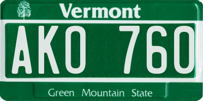 VT license plate AKO760