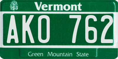 VT license plate AKO762