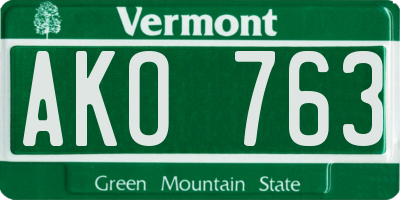 VT license plate AKO763