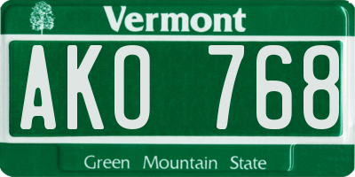 VT license plate AKO768