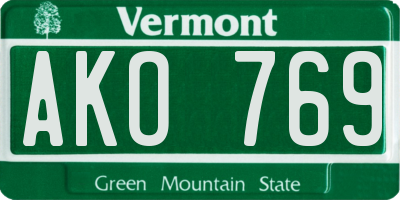 VT license plate AKO769