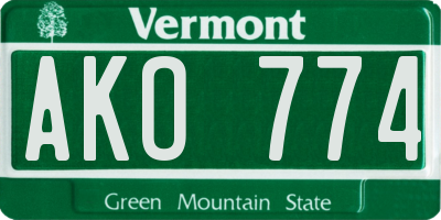 VT license plate AKO774