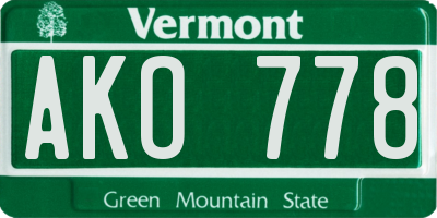 VT license plate AKO778