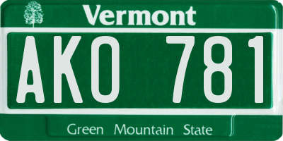 VT license plate AKO781