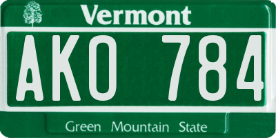 VT license plate AKO784