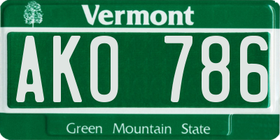 VT license plate AKO786