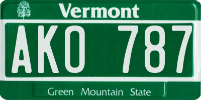 VT license plate AKO787
