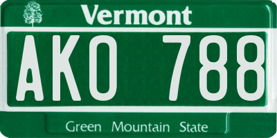 VT license plate AKO788