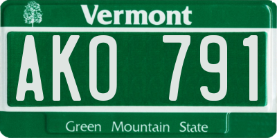 VT license plate AKO791