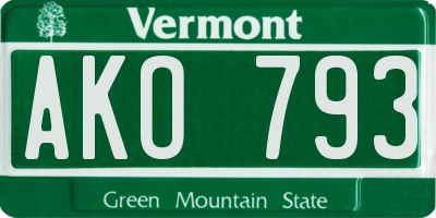 VT license plate AKO793