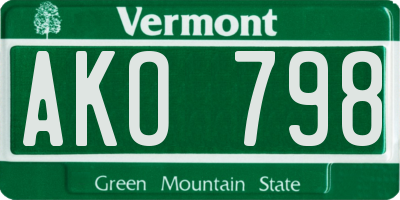 VT license plate AKO798