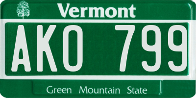 VT license plate AKO799