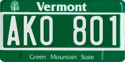 VT license plate AKO801