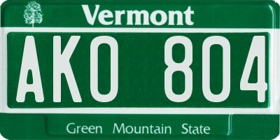 VT license plate AKO804