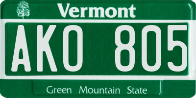 VT license plate AKO805