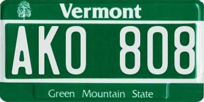 VT license plate AKO808