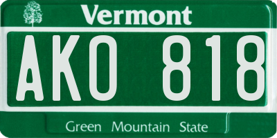 VT license plate AKO818