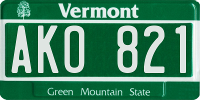 VT license plate AKO821