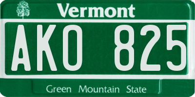 VT license plate AKO825
