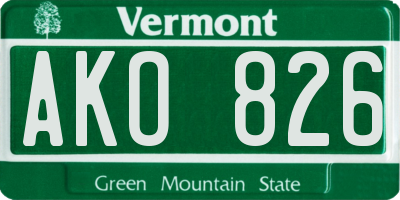 VT license plate AKO826
