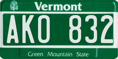 VT license plate AKO832