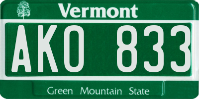 VT license plate AKO833
