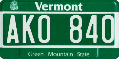 VT license plate AKO840