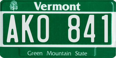 VT license plate AKO841