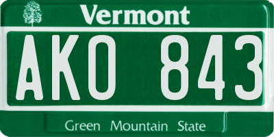 VT license plate AKO843