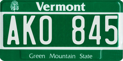 VT license plate AKO845