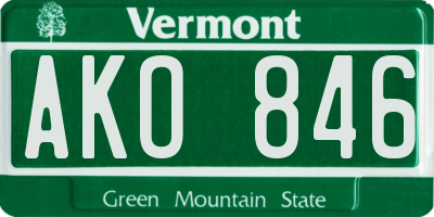 VT license plate AKO846